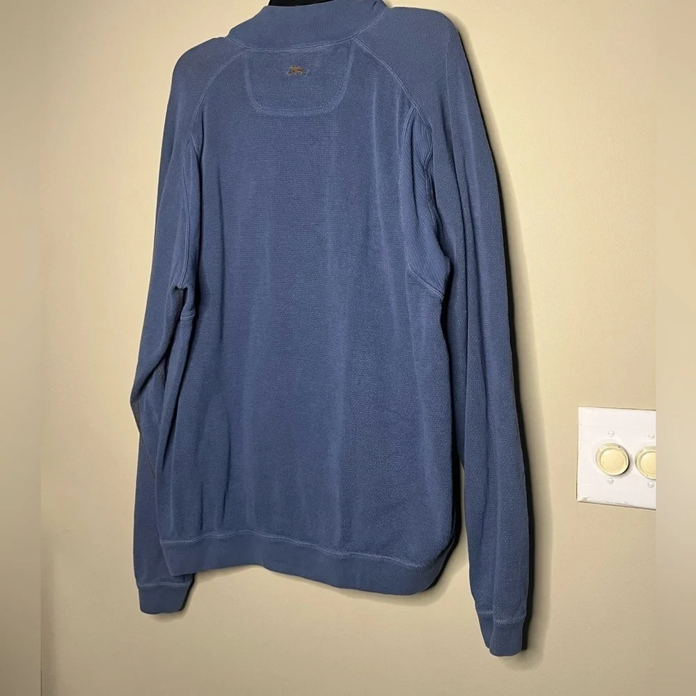 Tommy Bahama Flip shore Half Zip Reversible Pullover Blue Brown L/XL